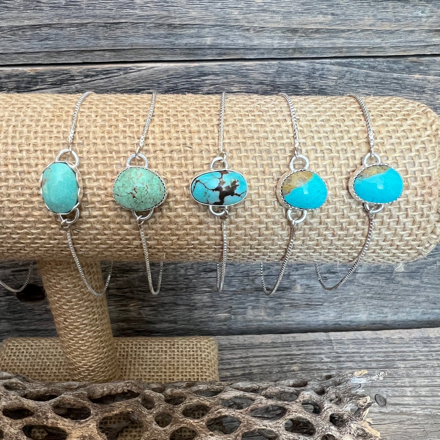 Turquoise Dream: Dainty Sterling Silver Lariat Bracelet