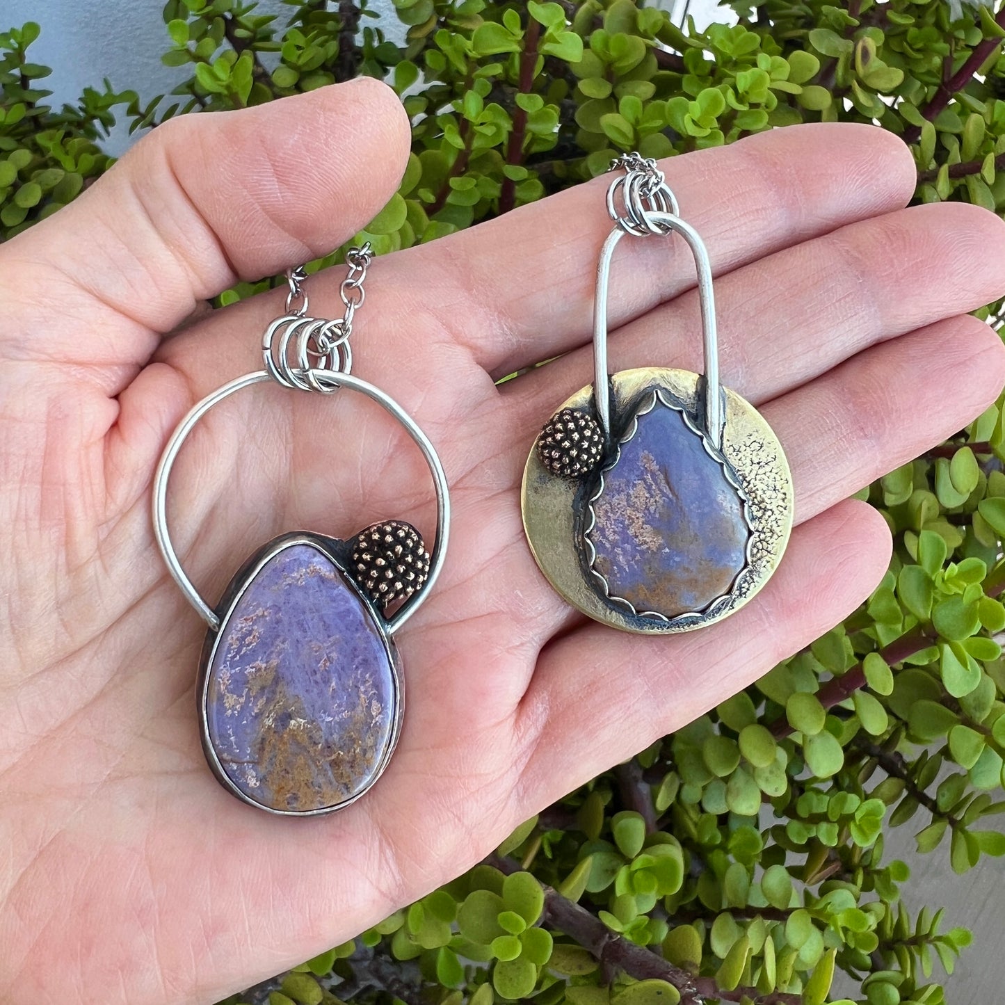 Burro Creek Jasper Mixed Metal Pendant Necklace