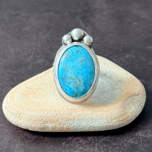 Nacozari turquoise ring, Sterling Silver handmade Size 8.5
