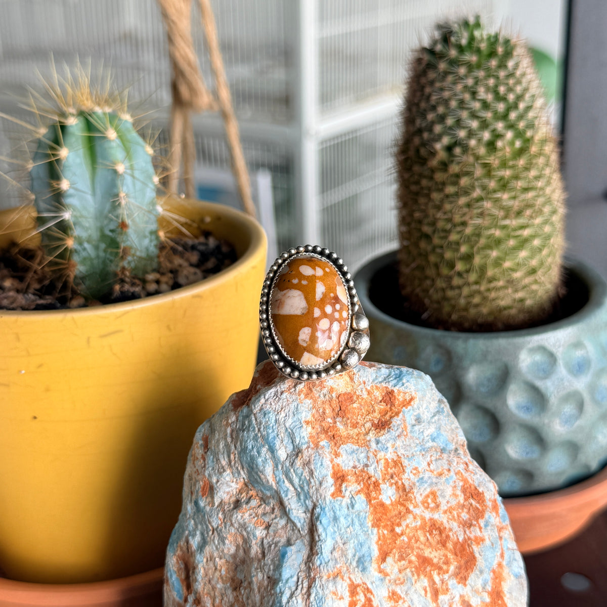 Fawn "Bambi" Jasper from Arizona, Sterling Silver handmade ring Size 7.5