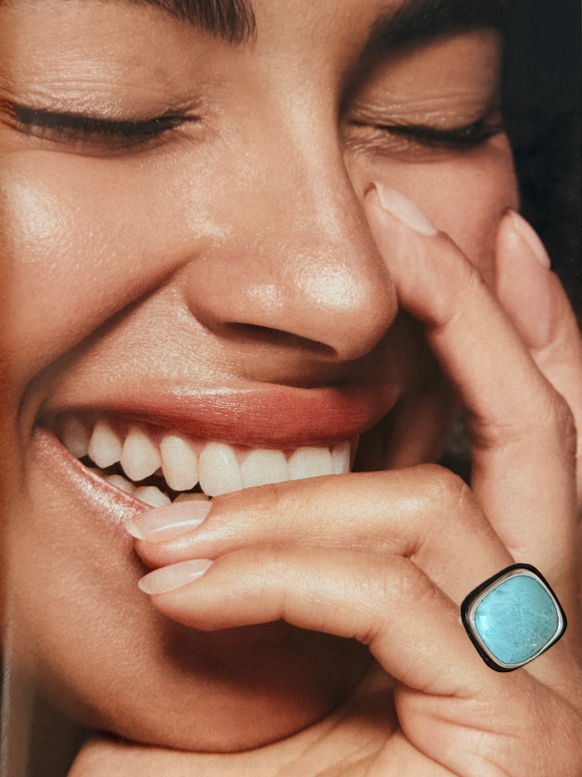 Larimar large square sterling silver ring, handmade Size 9