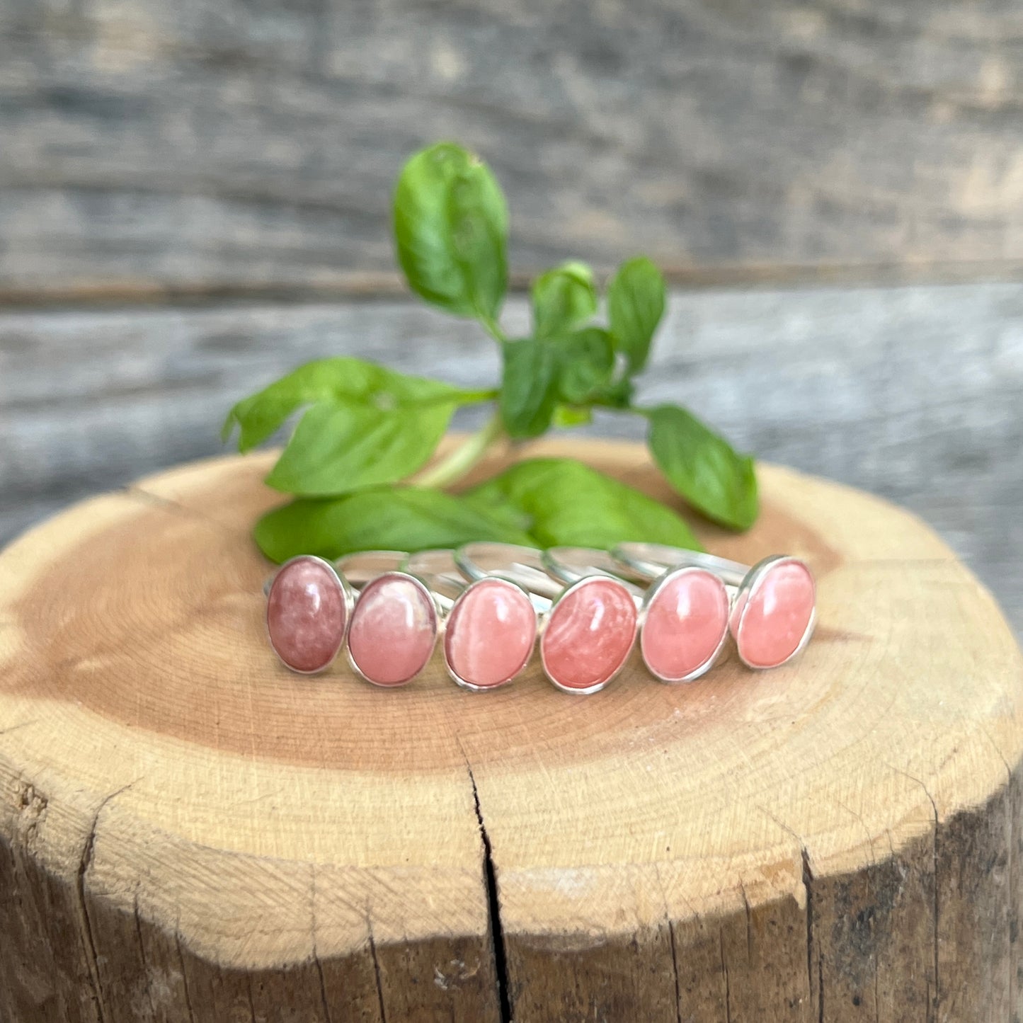 Rhodochrosite Pink Sterling Silver handmade rings
