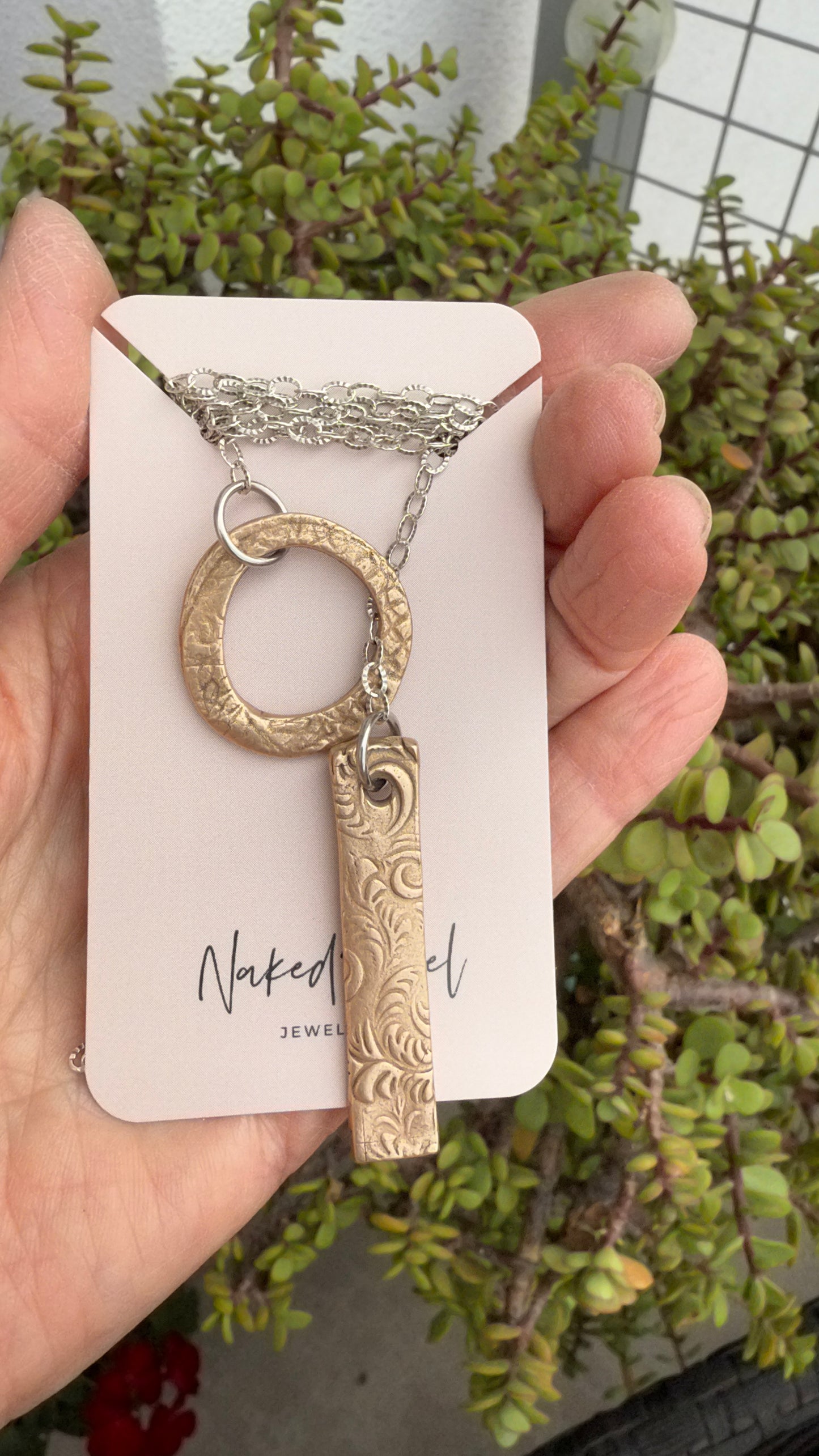 Lariat Necklace: Sterling Silver & Bronze