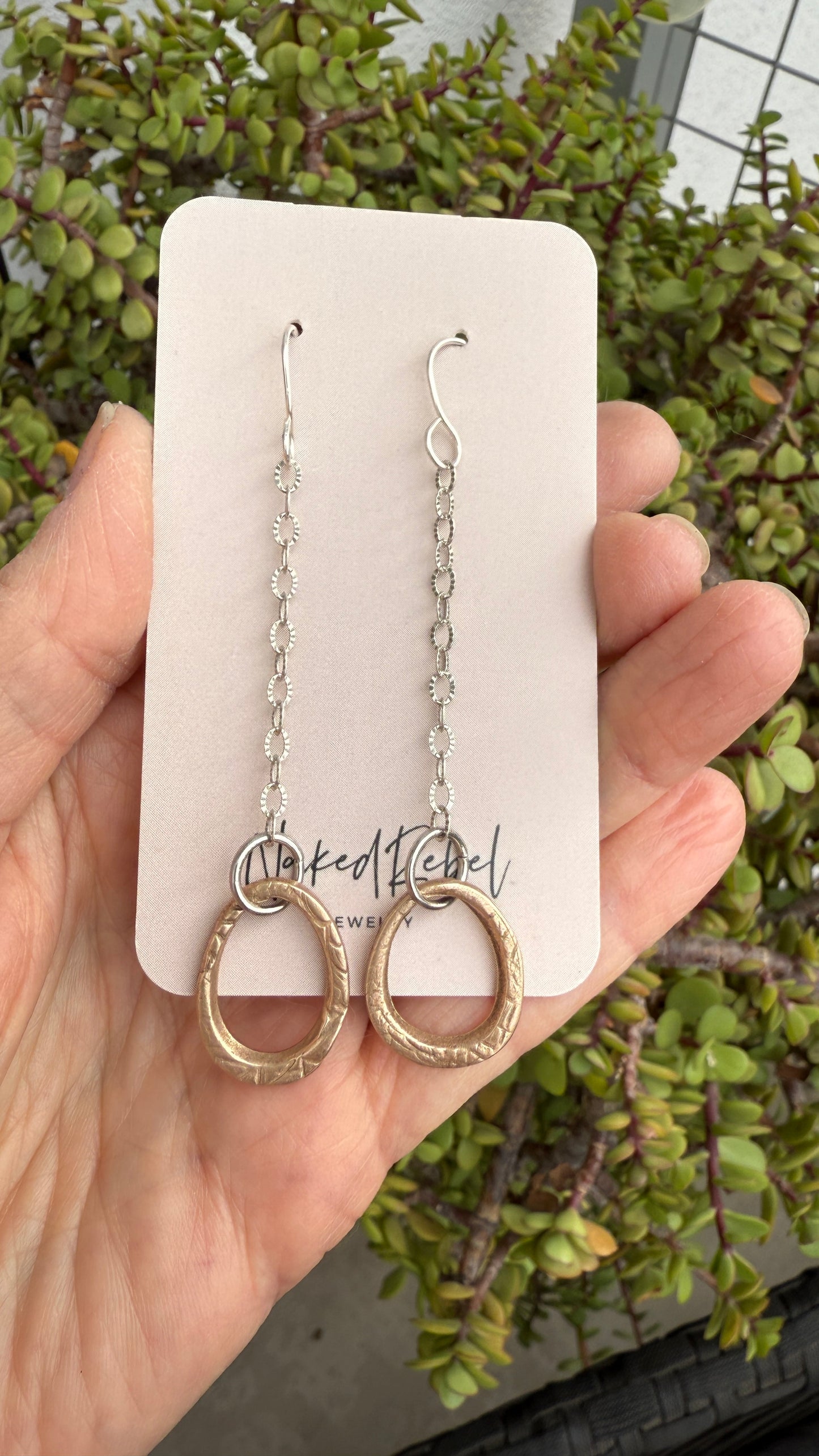 Lariat Necklace: Sterling Silver & Bronze