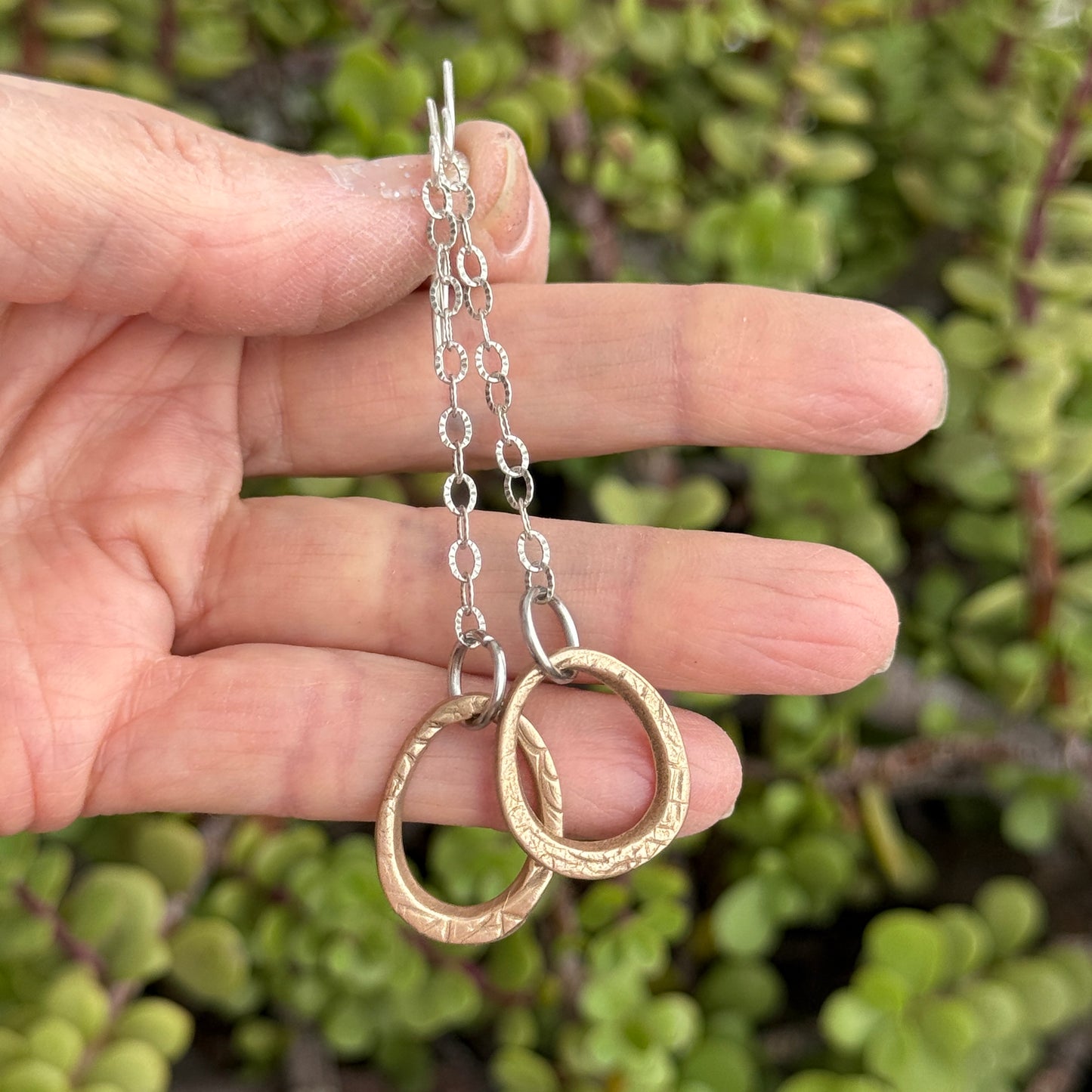 Lariat Necklace: Sterling Silver & Bronze