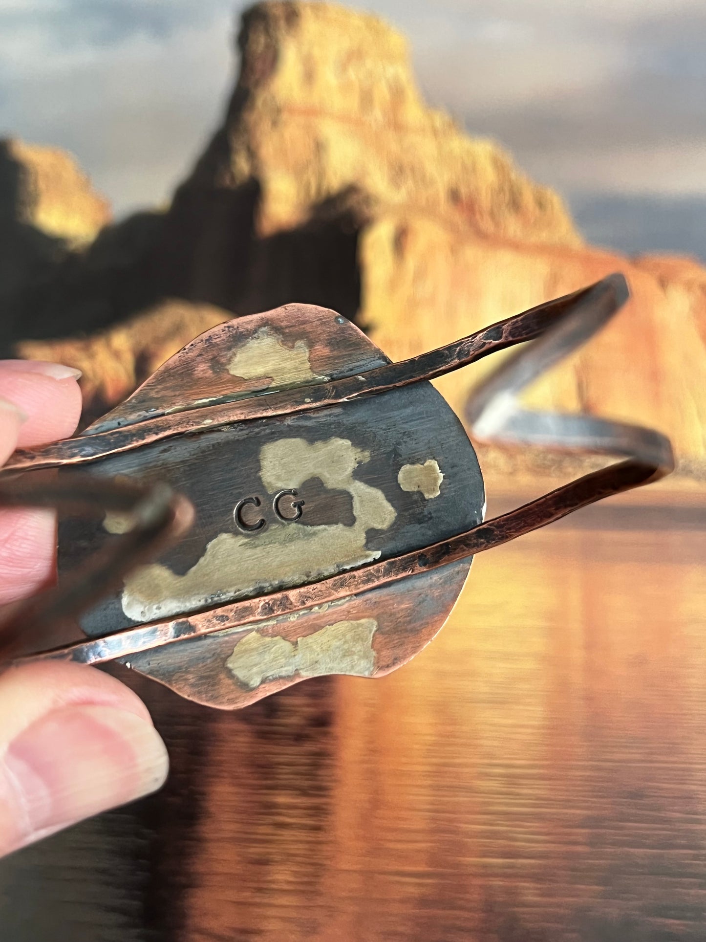 Boho Vibes: Green Jasper & Copper Sunburst Cuff Bracelet