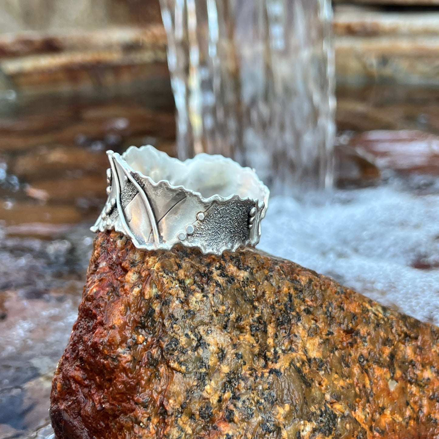 Argentium Silver organic shaped cuff bracelet
