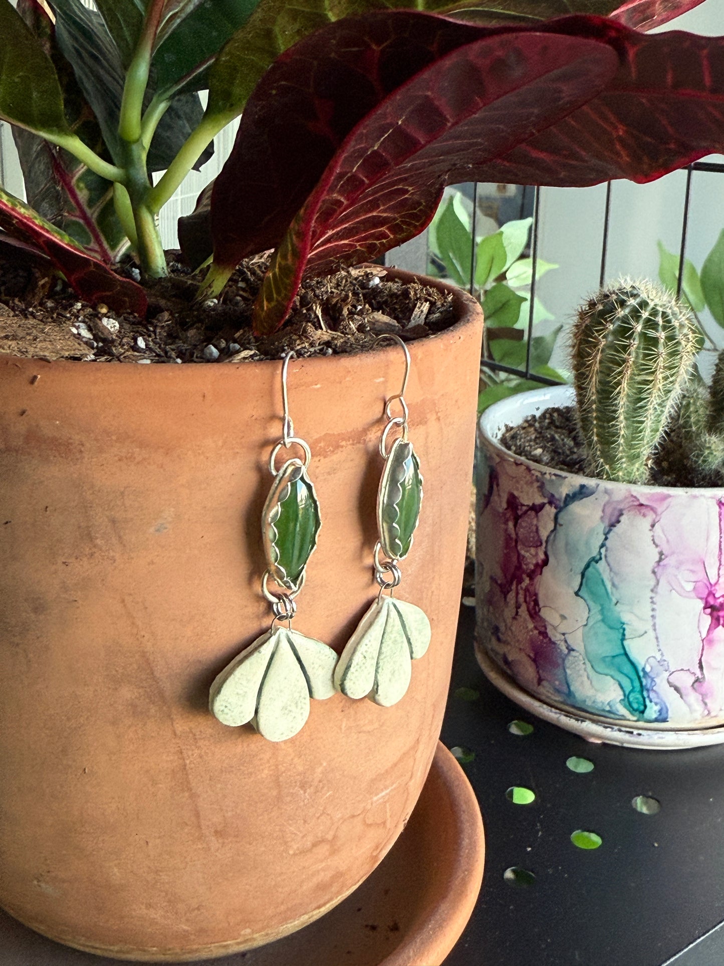 Imperial Jade Earrings: Sterling Silver
