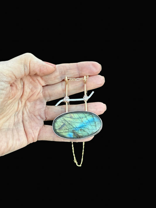 Flashy Labradorite gold and silver necklace
