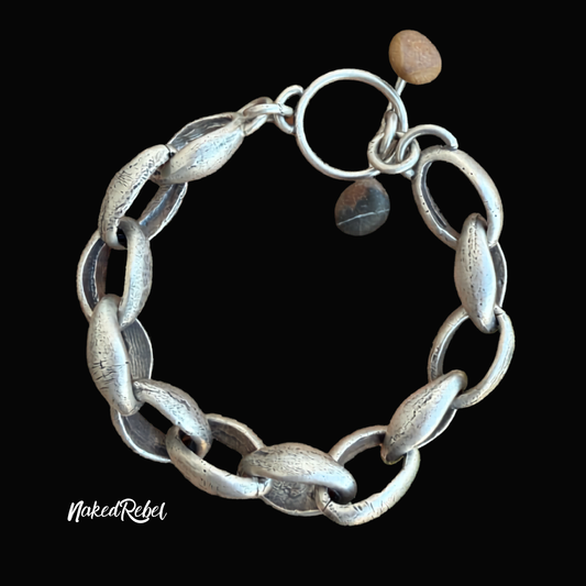 Men's Solid heavy gauge Sterling Silver chunky link Bracelet: One of a Kind
