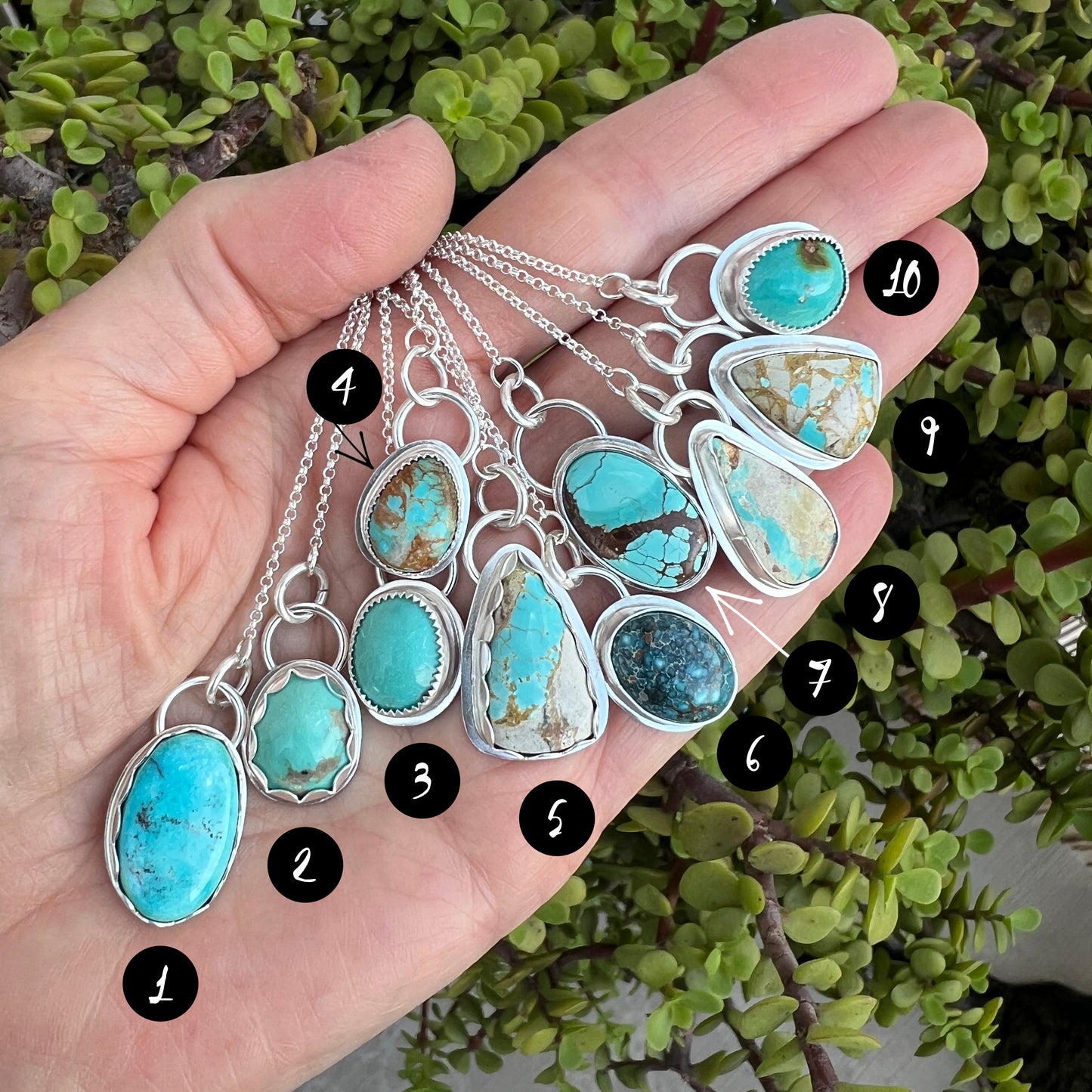 Nevada Turquoise Sterling Silver adjustable lariat necklaces, Handmade