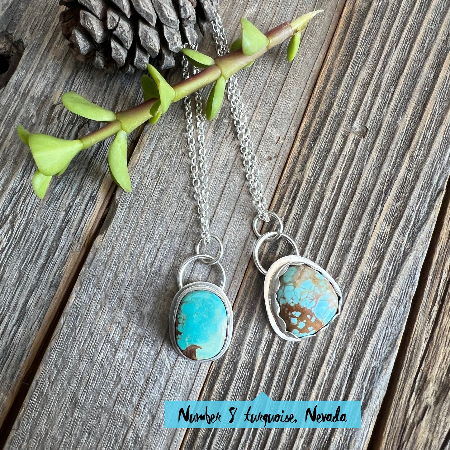 Minimalist Sterling Silver Necklace with Natural Turquoise