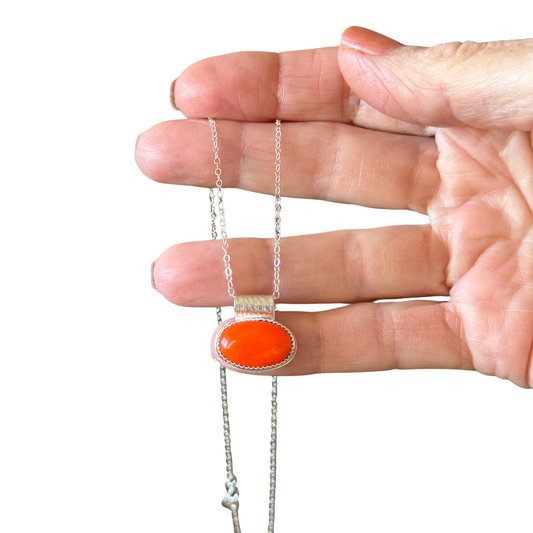 Orange Rosarita minimalist Sterling Silver necklace