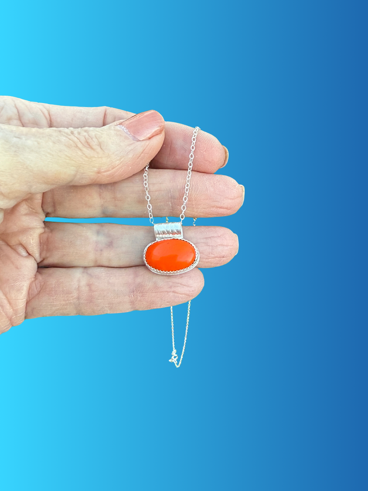 Orange Rosarita minimalist Sterling Silver necklace