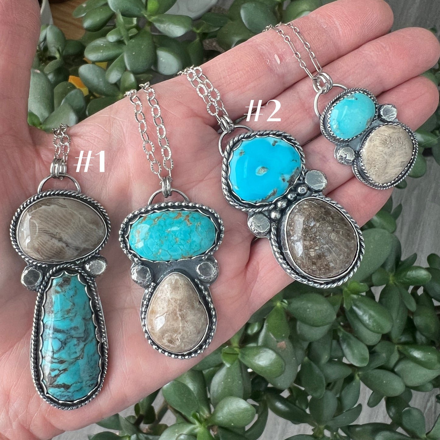 Arizona Turquoise & Michigan Petosky Stone Sterling Silver necklace