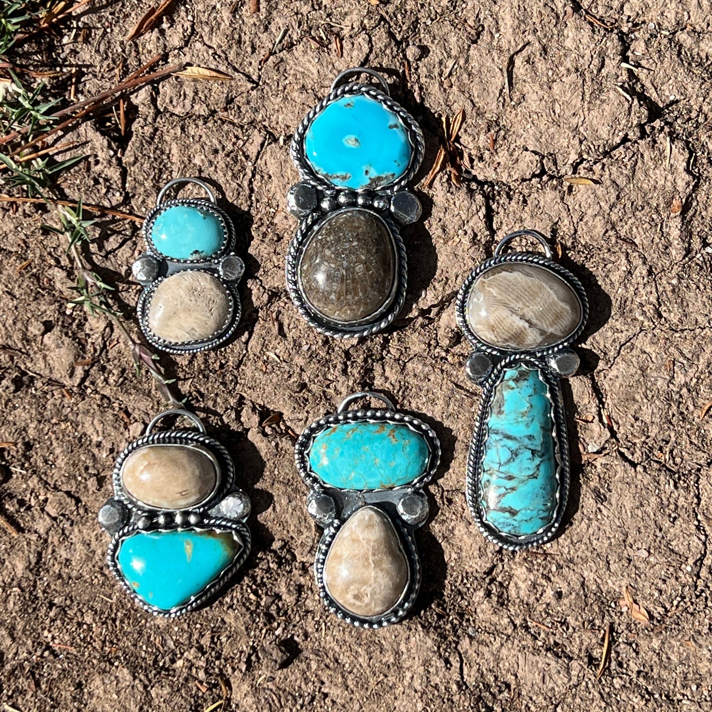 Arizona Turquoise & Michigan Petosky Stone Sterling Silver necklace