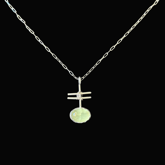 Prehnite unique handmade pendant necklace: Sterling Silver