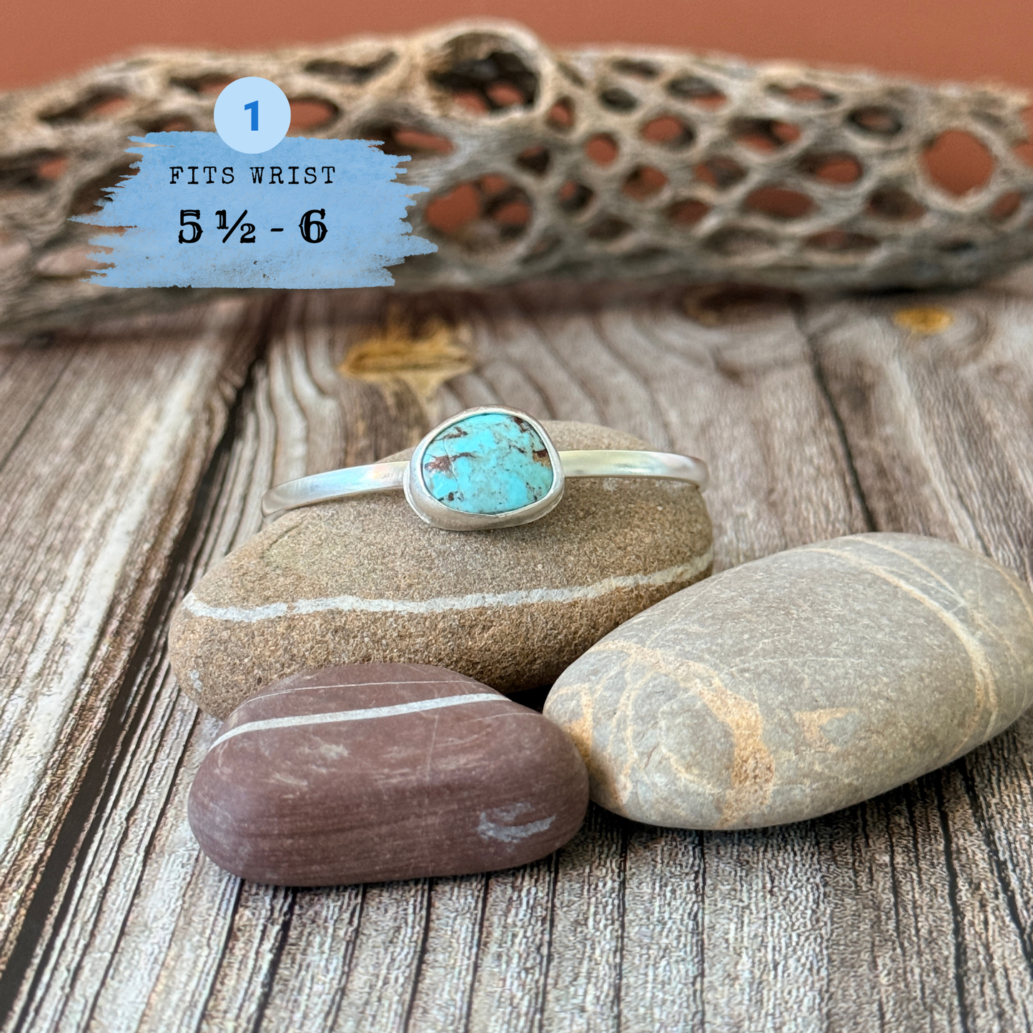 Tyrone Turquoise from New Mexico, Sterling Silver Cuff Bracelet