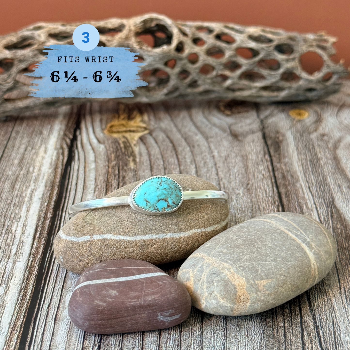 Tyrone Turquoise from New Mexico, Sterling Silver Cuff Bracelet