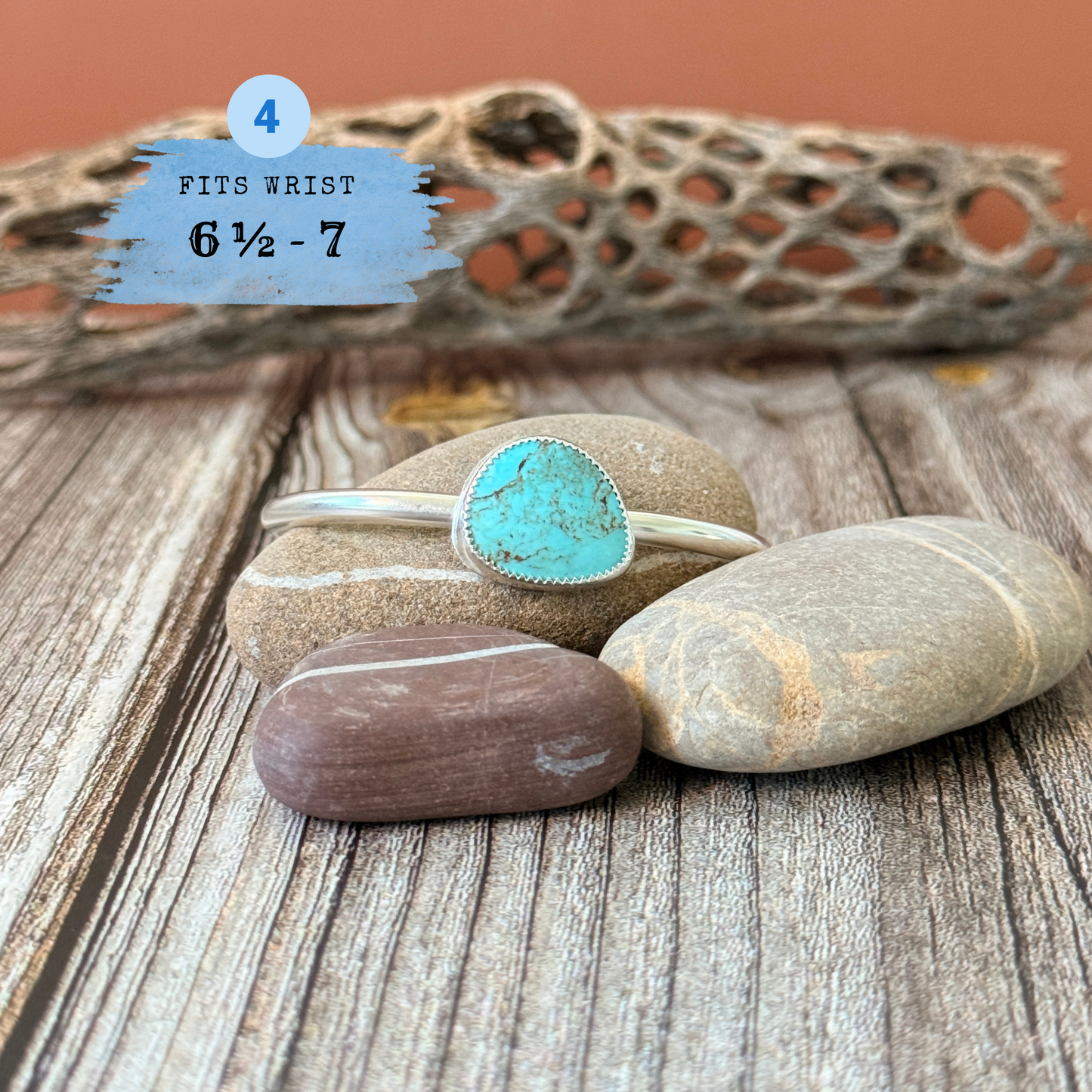 Tyrone Turquoise from New Mexico, Sterling Silver Cuff Bracelet