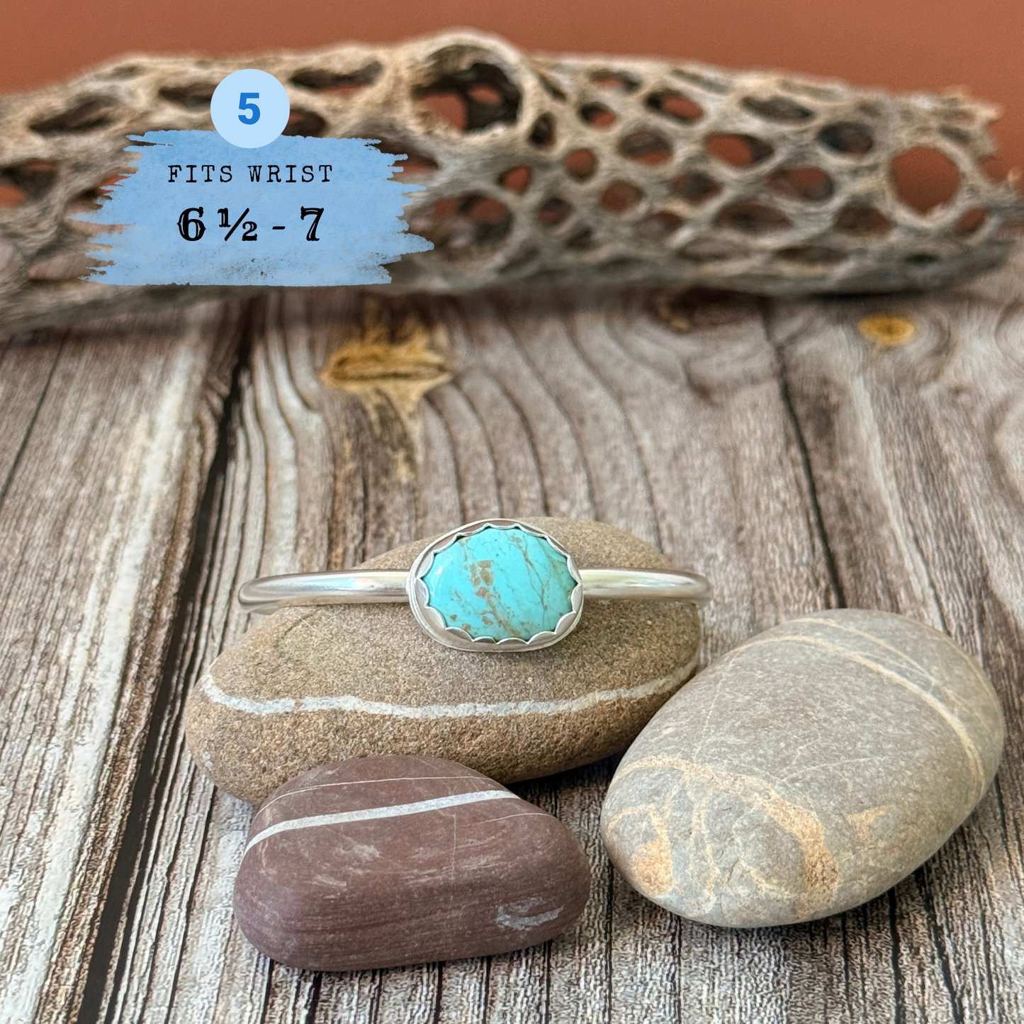 Tyrone Turquoise from New Mexico, Sterling Silver Cuff Bracelet