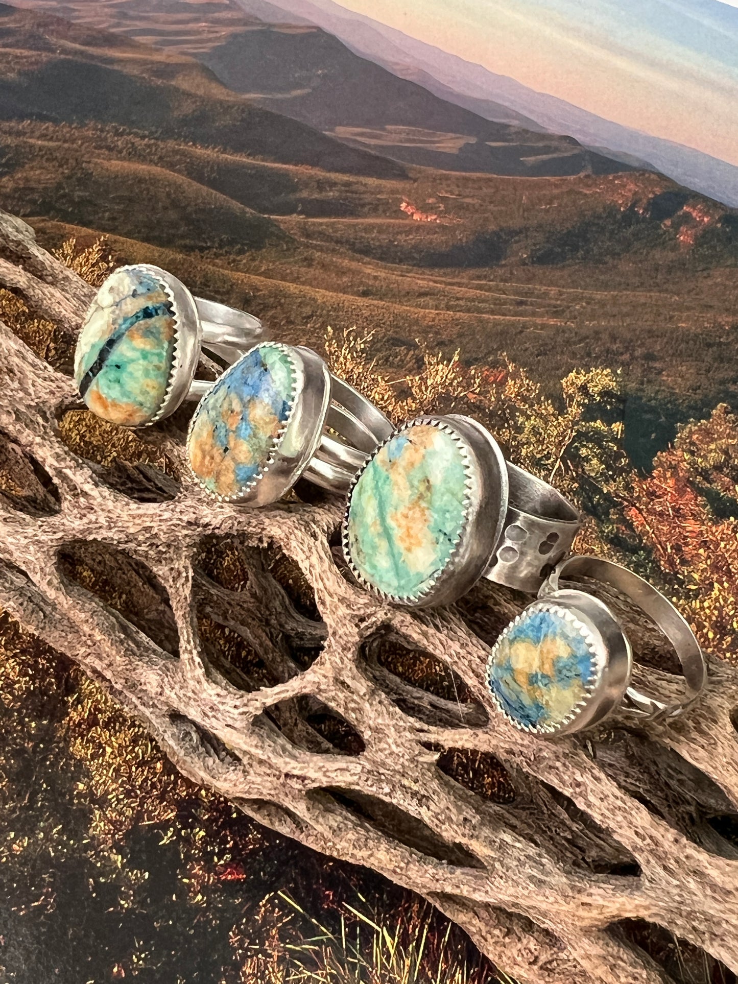 Handcrafted Azurite & Malachite Rings - Arizona Beauty