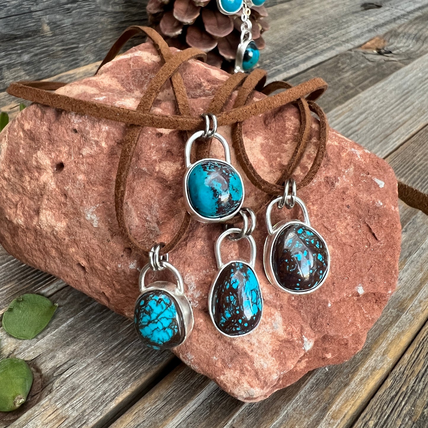Bisbee Turquoise and Shattuckite Handmade Sterling Silver necklaces
