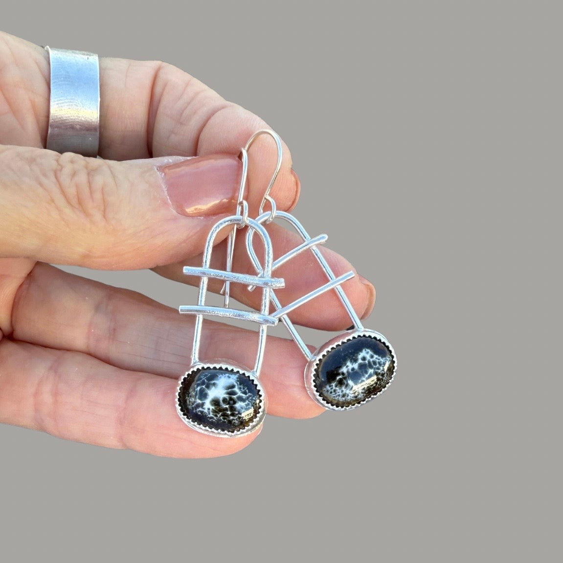 Black & White Sterling Silver dangle earrings