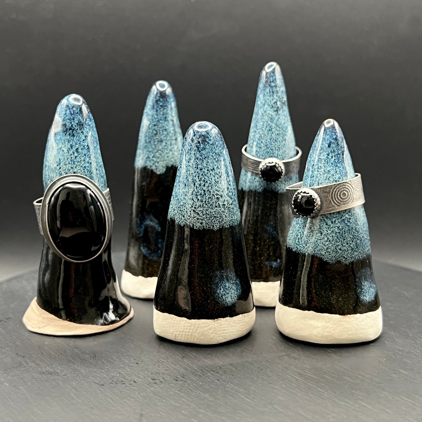 Artisan Onyx Wide Band Ring in Sterling Silver - Size 13