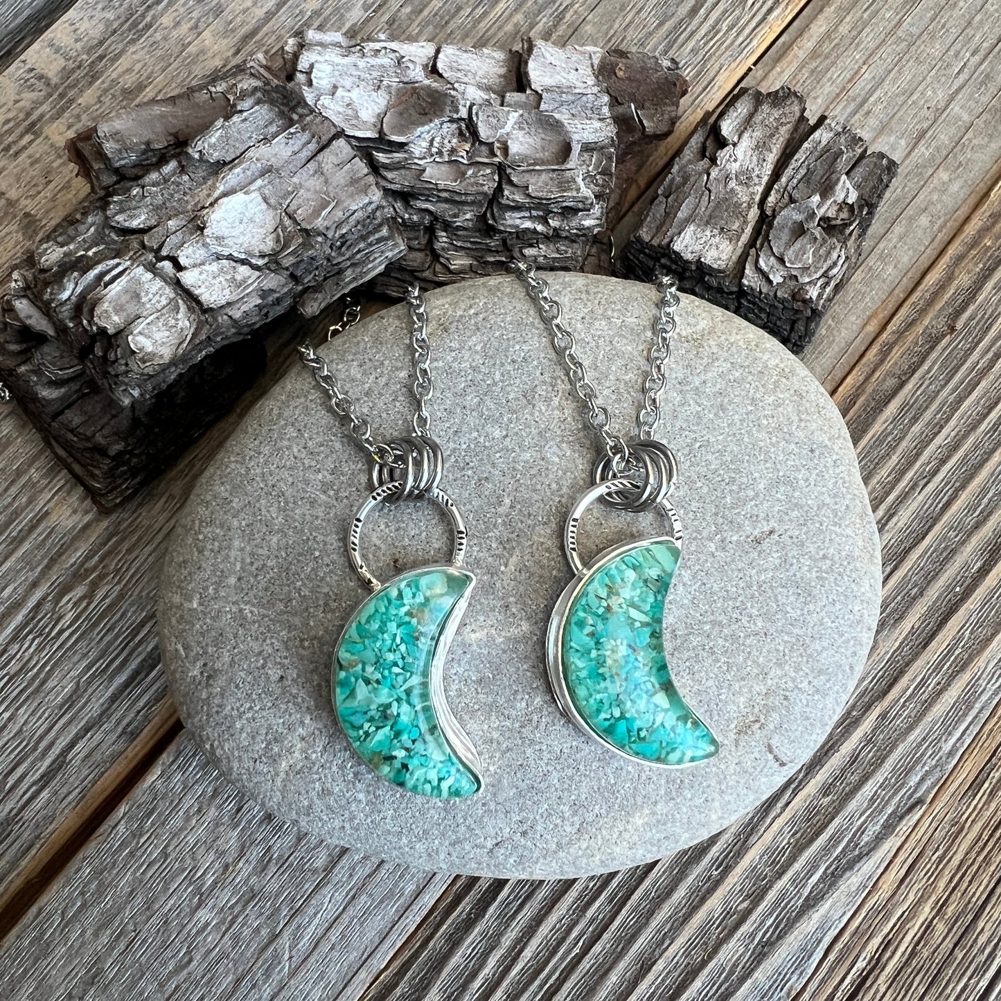 Blue Moon Turquoise Pendant Necklace: Sterling Silver