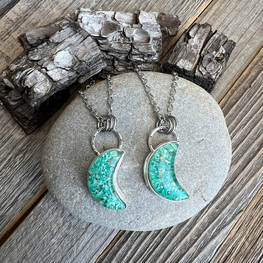 Blue Moon Turquoise Pendant Necklace: Sterling Silver