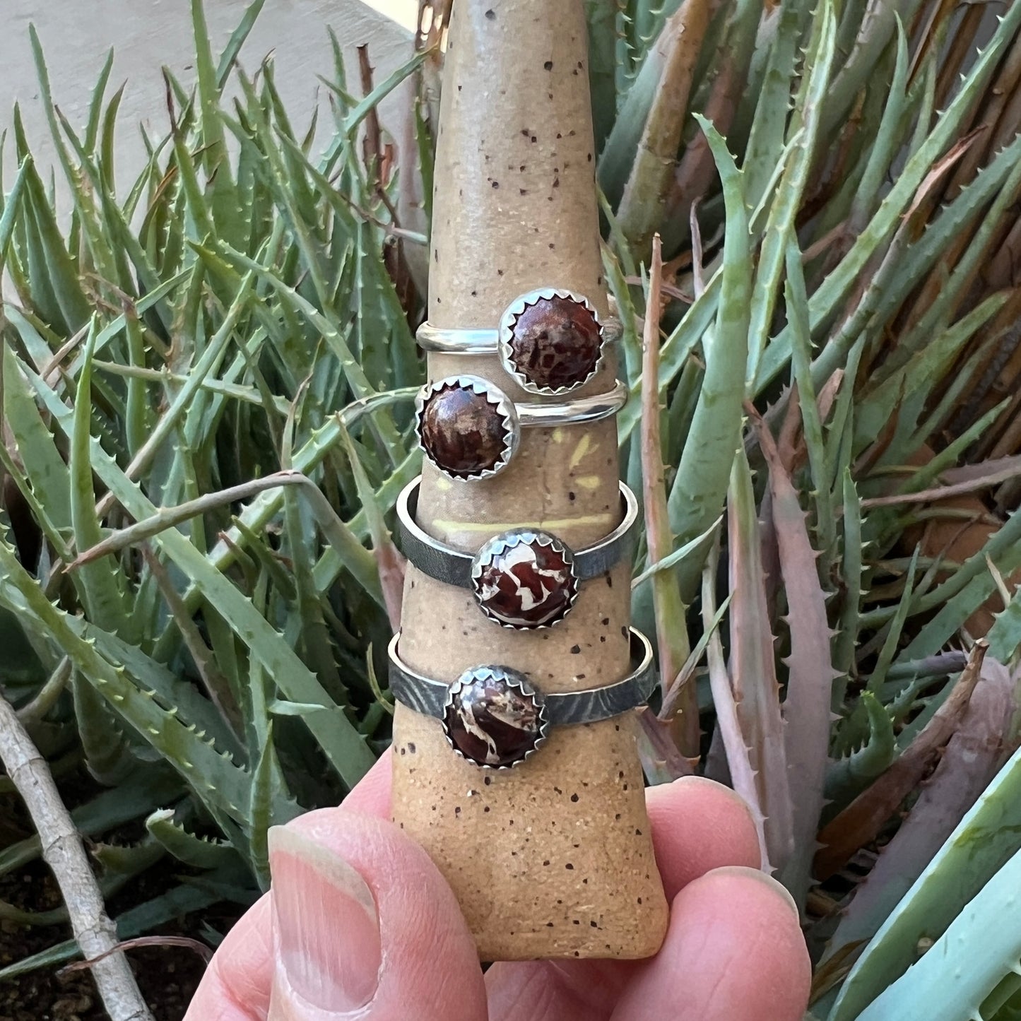 Brecciatted Jasper rings: Sterling Silver