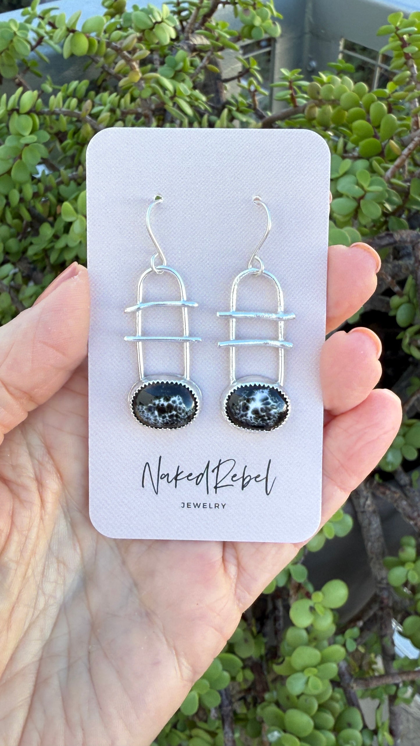 Black & White Sterling Silver dangle earrings