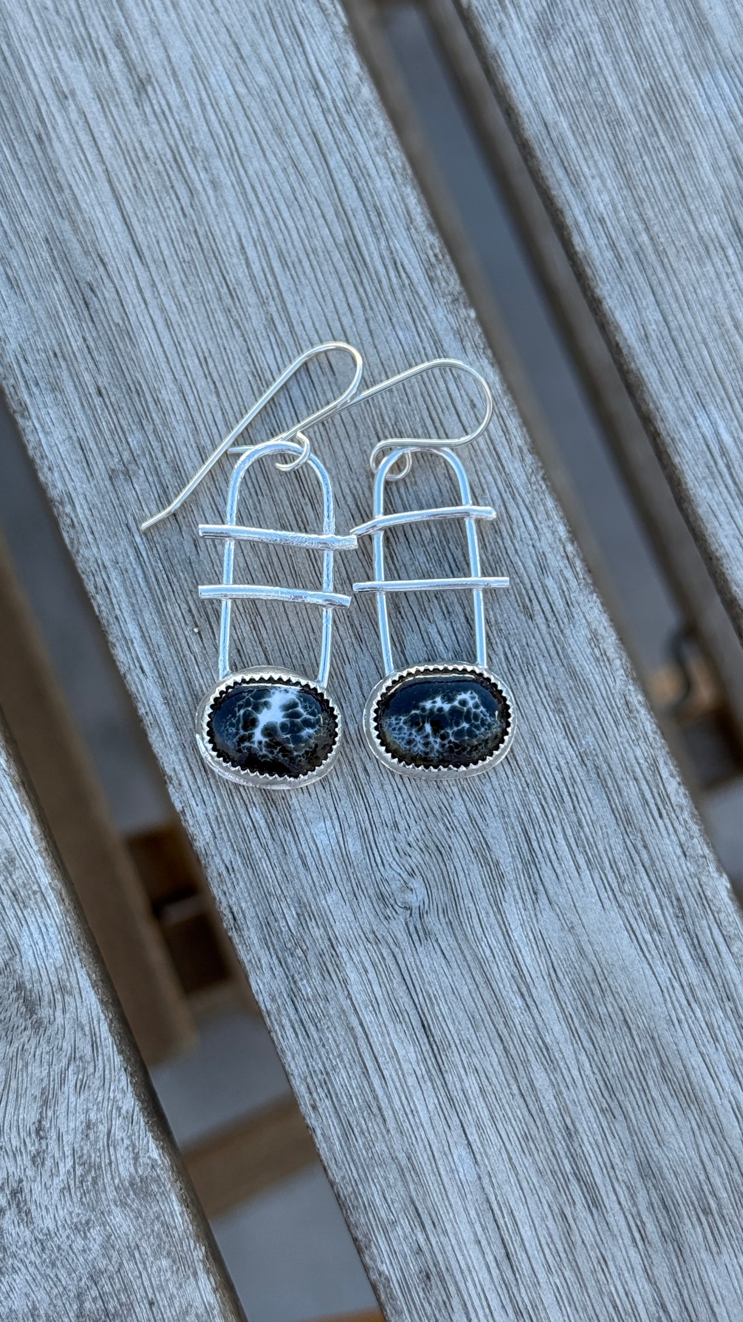 Black & White Sterling Silver dangle earrings