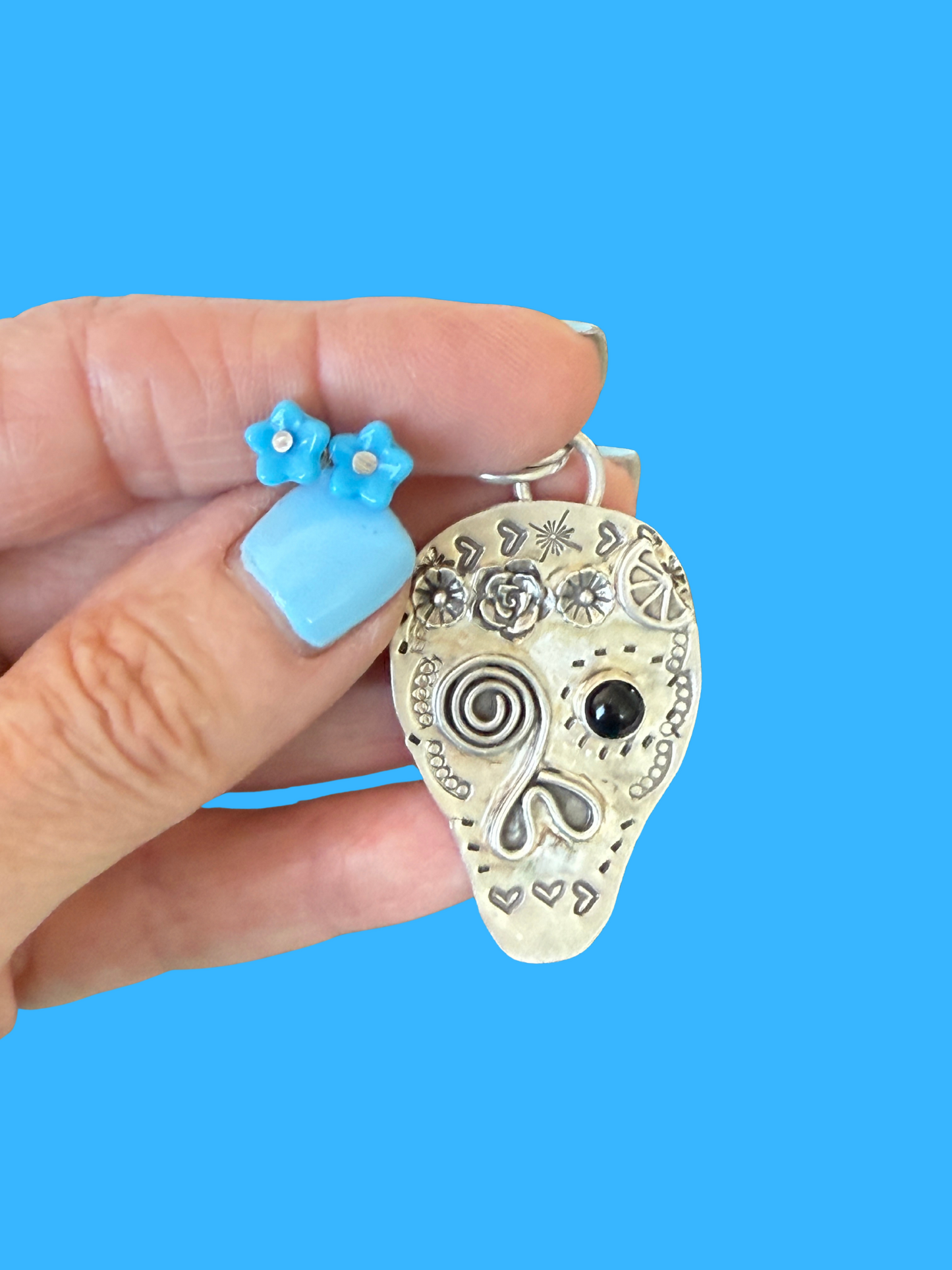 Stand Out with this Calavera Skull Necklace: Sterling Silver