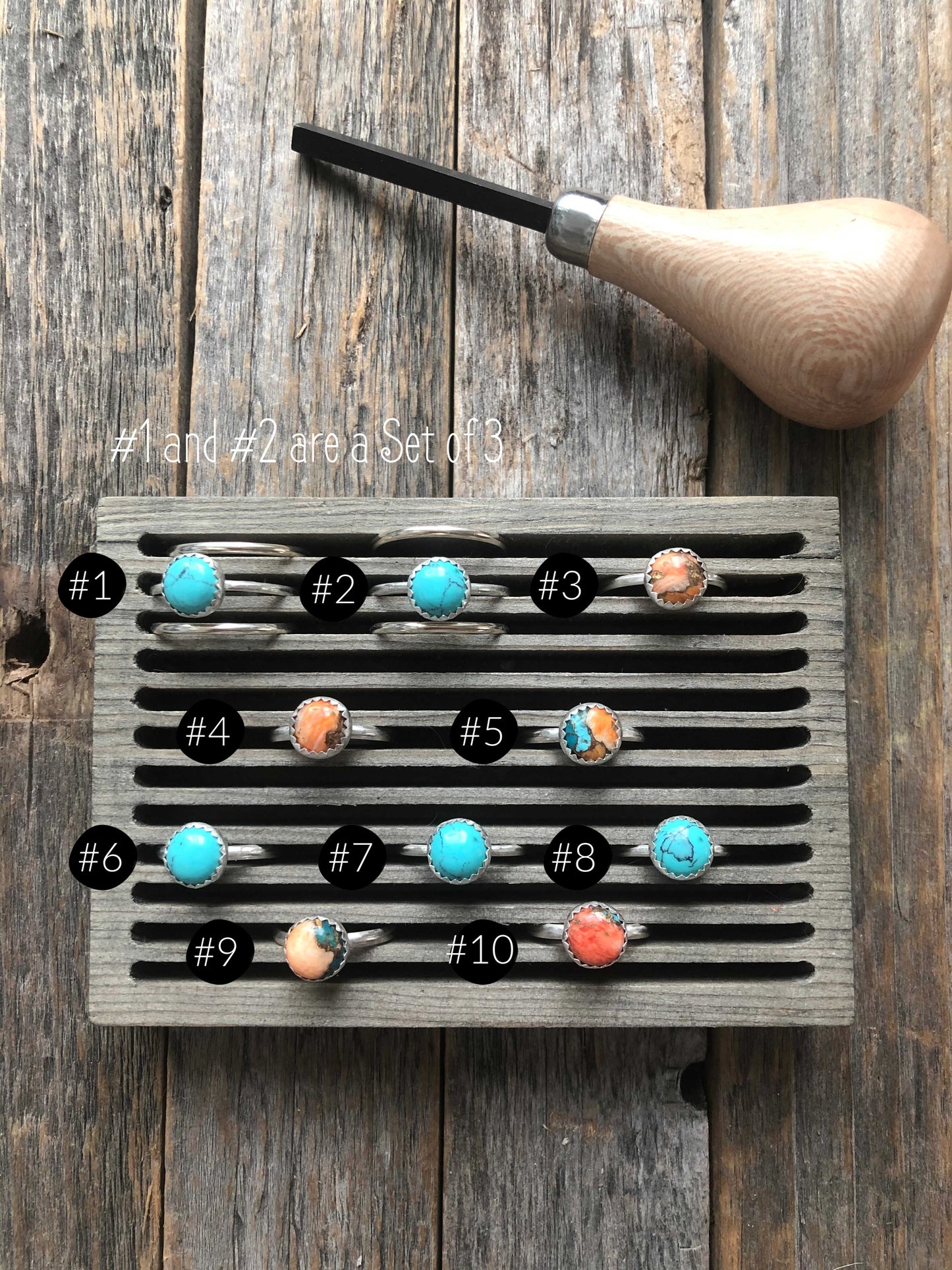Turquoise & Spiny Oyster Shell Sterling Silver Rings