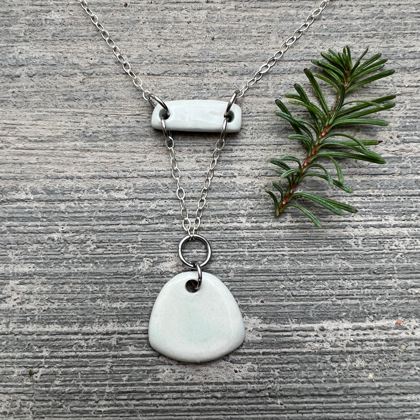 Pink or Light Blue Porcelain Sterling Silver Necklace