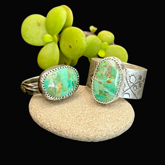 Elisa Turquoise Wide Band Ring: Sterling Silver
