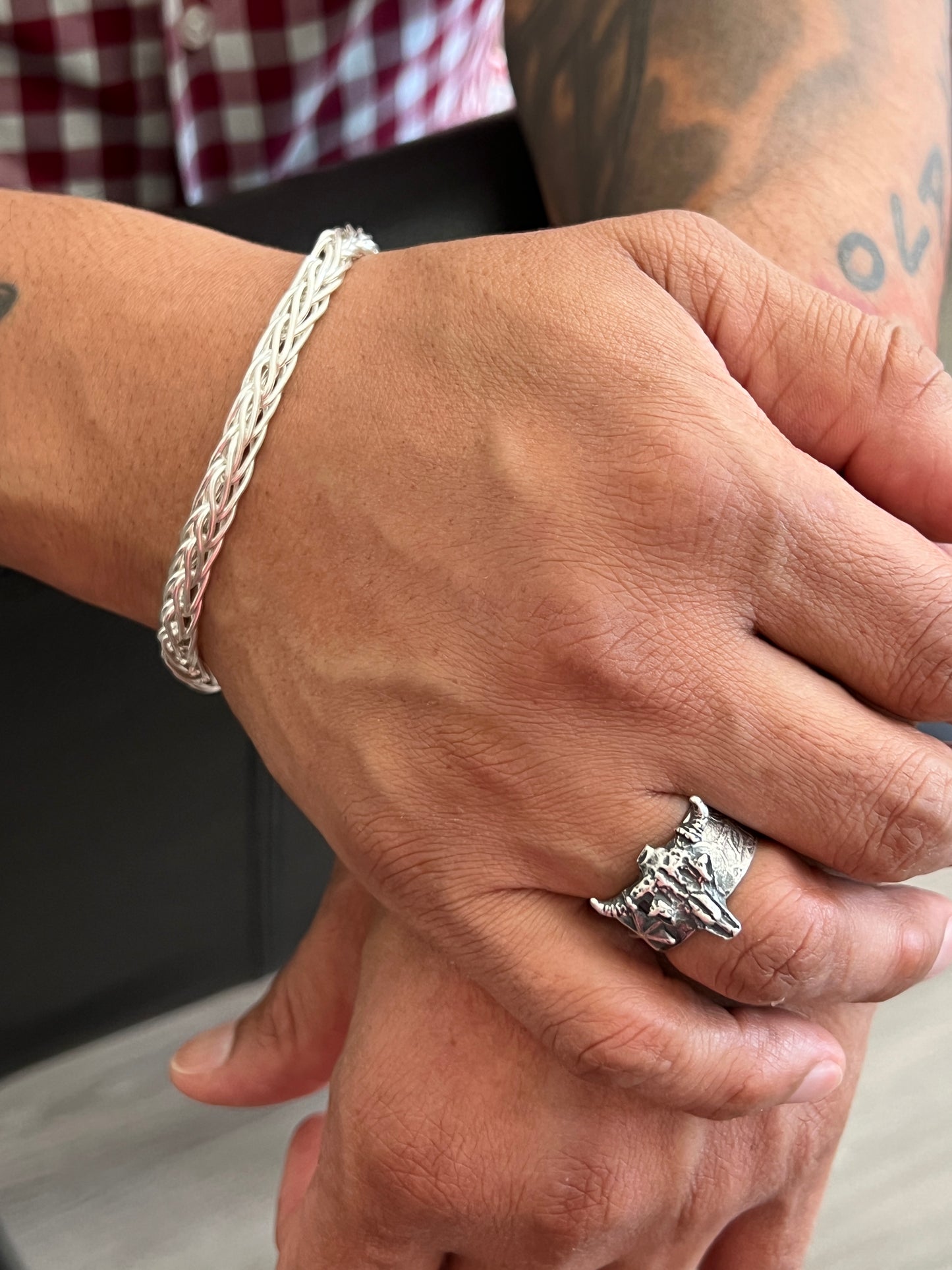 Elevate Your Style: Men's Handmade Fine Silver Foxtail Bracelet