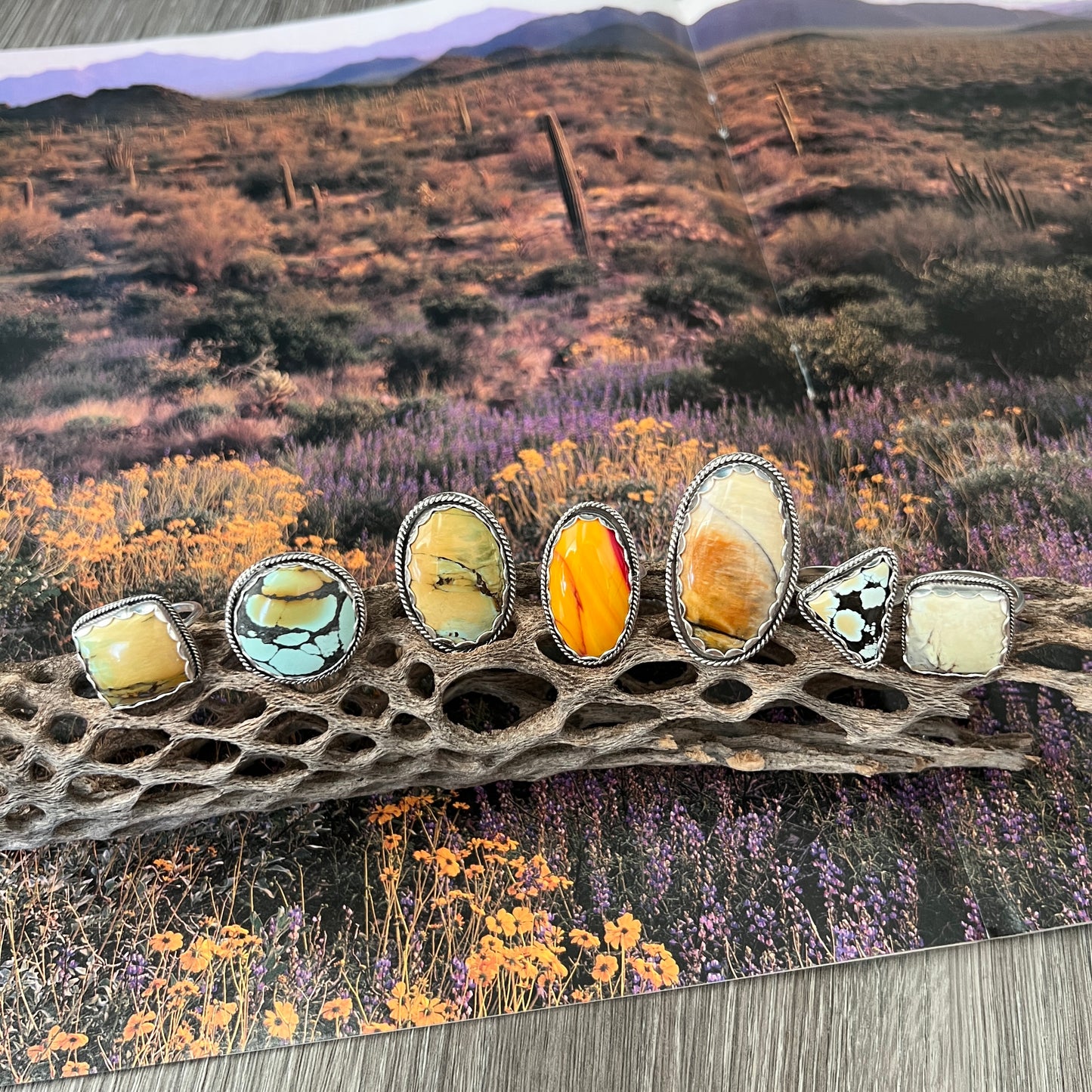 Australian Sunrise Variscite Sterling Silver Ring