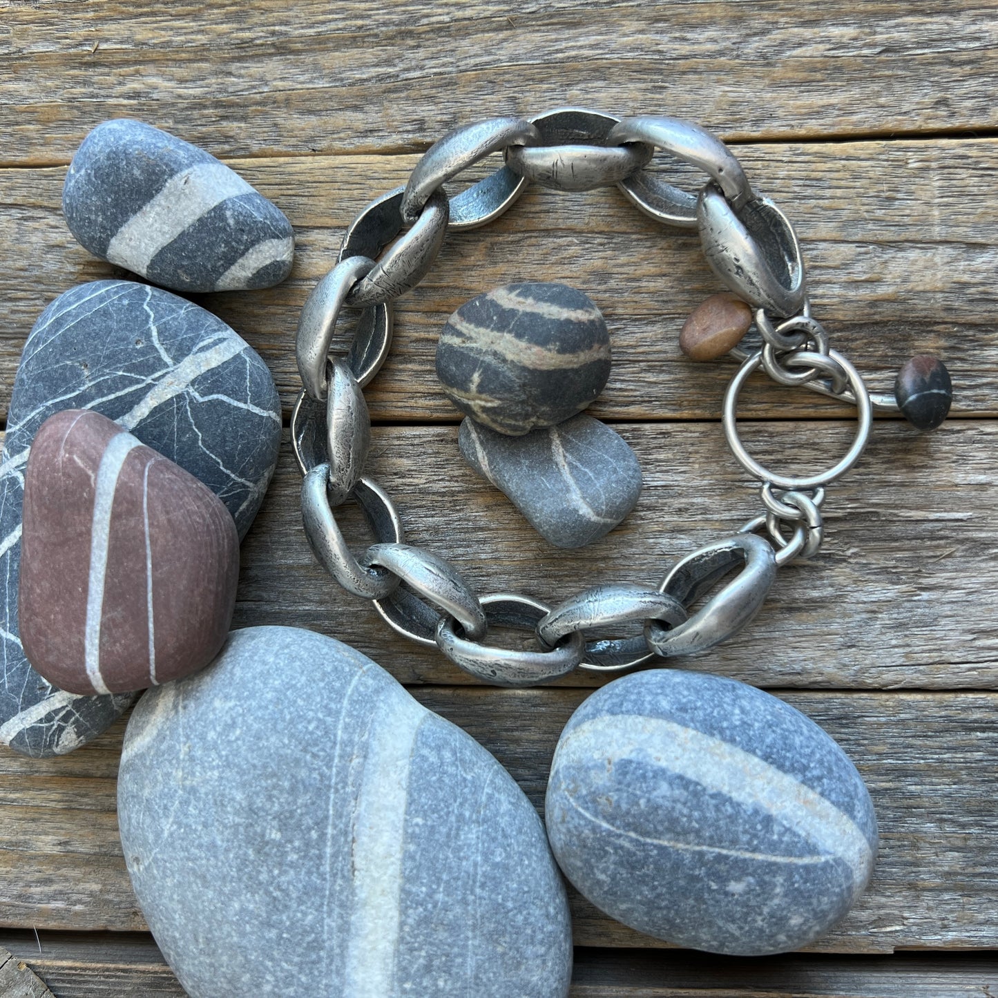 Men's Solid heavy gauge Sterling Silver chunky link Bracelet: One of a Kind