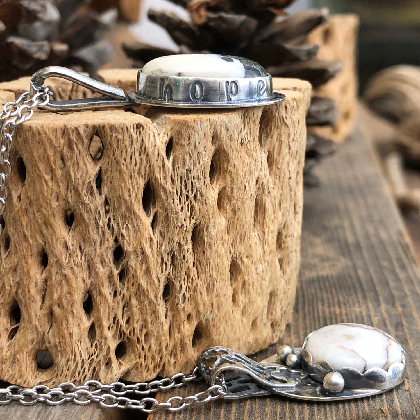 Wild Horse magnesite, White Buffalo turquoise Sterling Silver necklaces