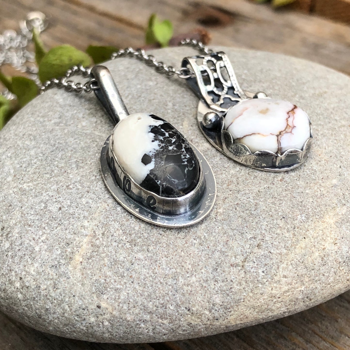 Wild Horse magnesite, White Buffalo turquoise Sterling Silver necklaces