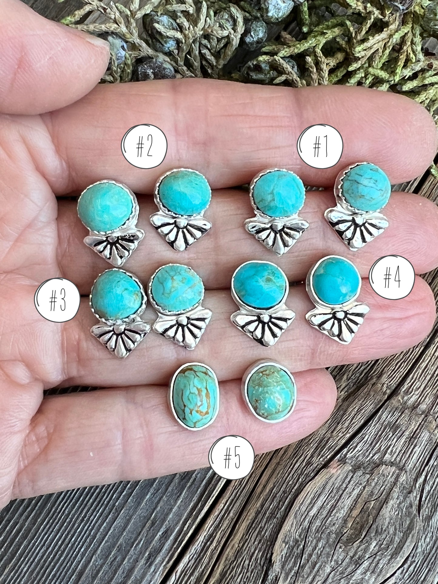 Adorable Kingman Turquoise Sterling Silver Stud Earrings