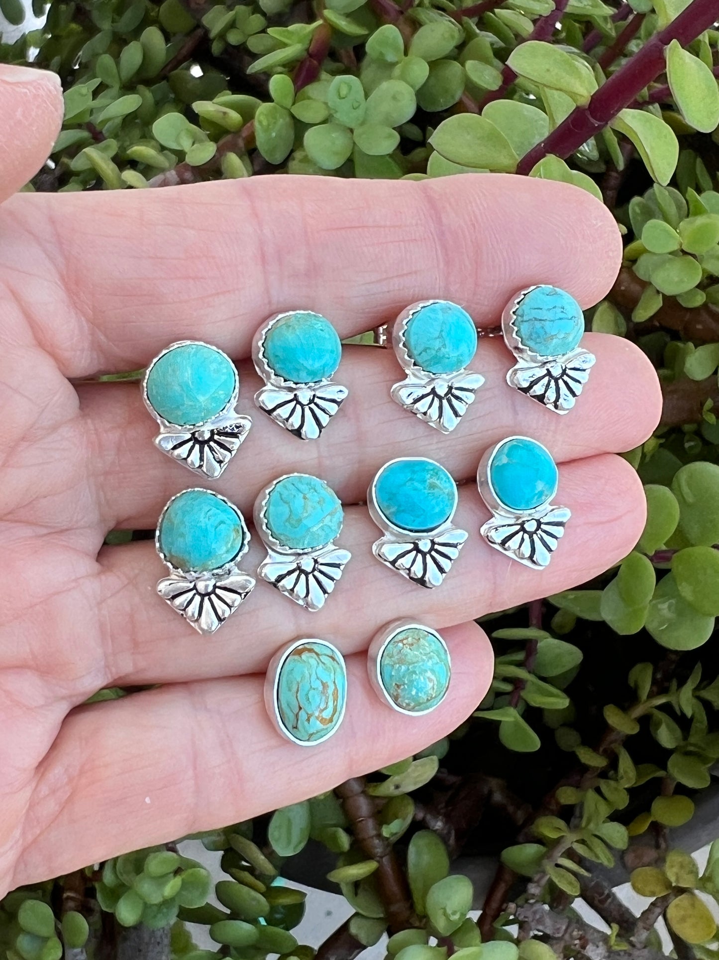 Adorable Kingman Turquoise Sterling Silver Stud Earrings