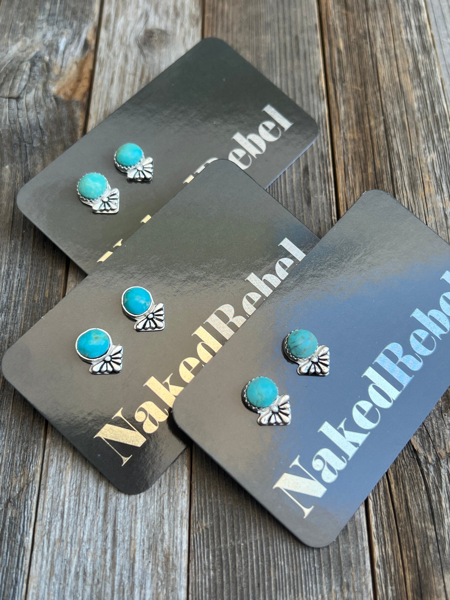 Adorable Kingman Turquoise Sterling Silver Stud Earrings