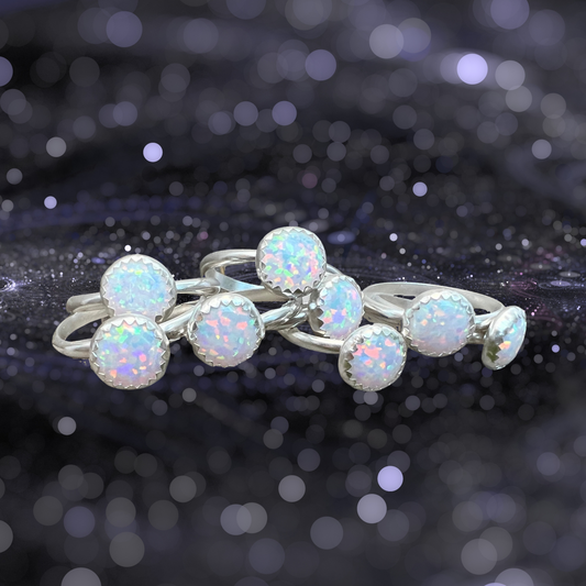 Shine Bright with Kycera White Opal Sterling Silver Ring