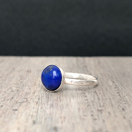 Minimalist Lapis Lazuli Ring: Sterling Silver