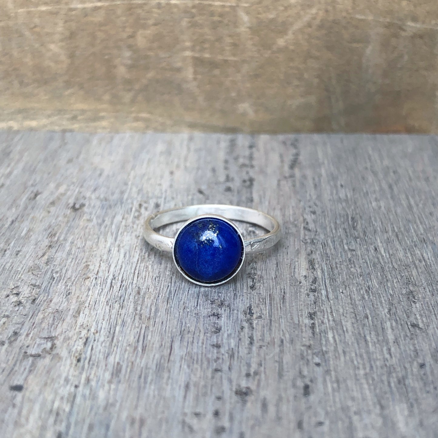 Minimalist Lapis Lazuli Ring: Sterling Silver