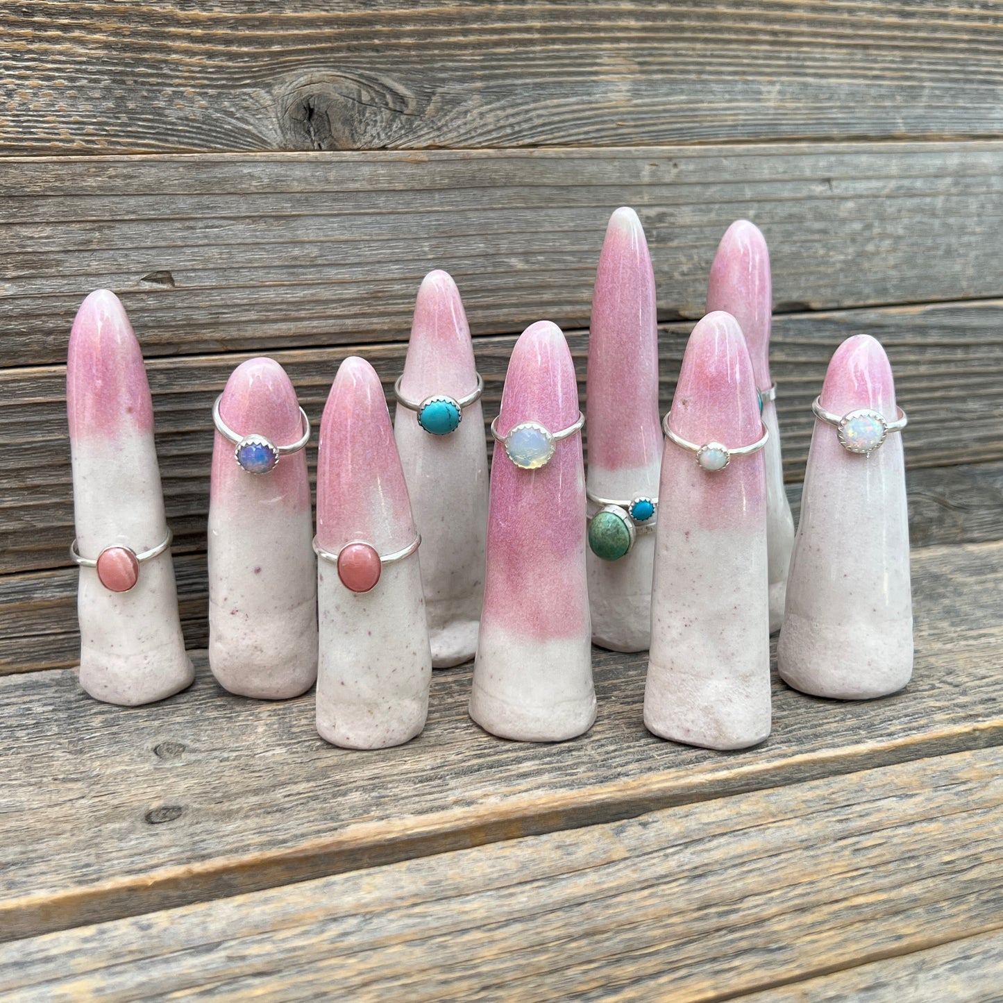 Rhodochrosite Pink Sterling Silver handmade rings